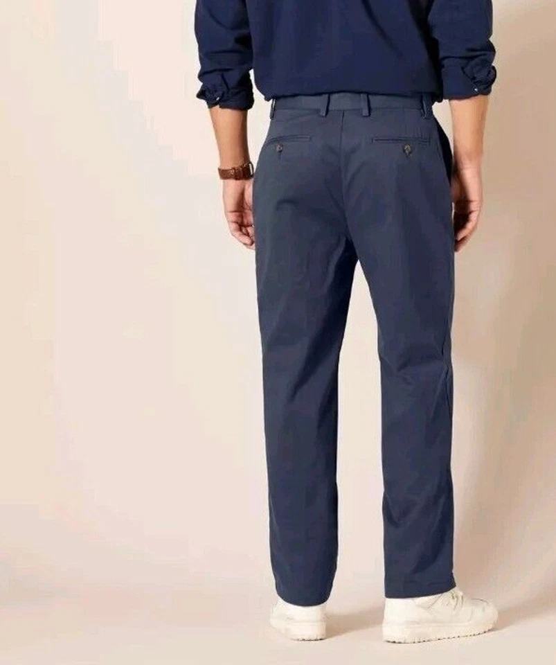 NWT Amazon Essentials Men's Classic Fit Flat Front Indigo Chino Khakis 28X30 - Image 3 of 4