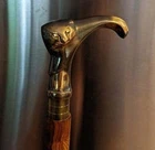 Ladies Choice RARE Antique Cat Handle Victorian Inlaid Wooden Walking Cane Stick