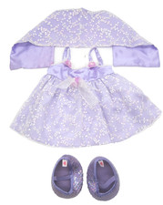 Vintage Build A Bear Lavender Satin Floral Gown Dress w/ Shawl  Shoes
