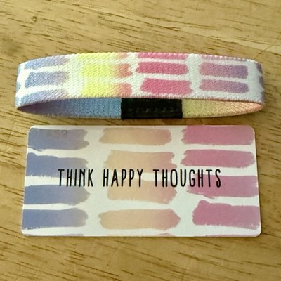 New! ZOX Single *THINK HAPPY THOUGHTS* Sz MEDIUM - Reversible Wristband w/ Card