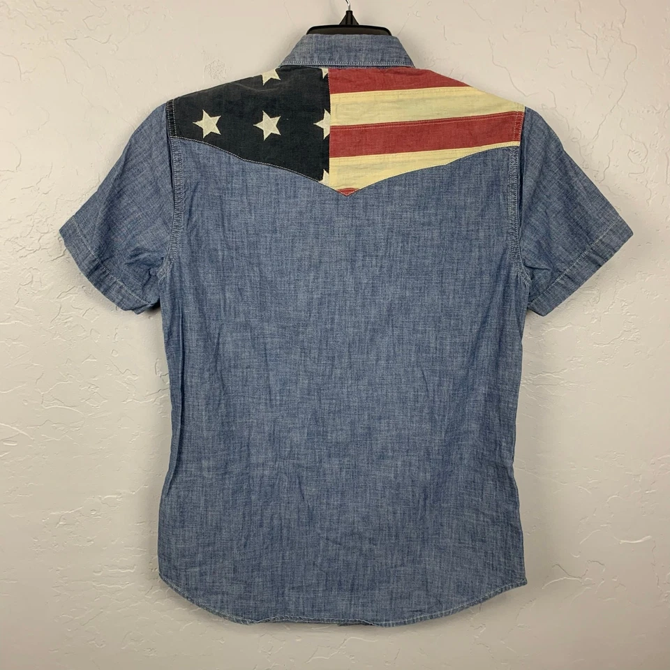 Camisa Denim & Supply Ralph Lauren Mujer Pequeña Perla Snap Chambray Americana Foto 2 de 4