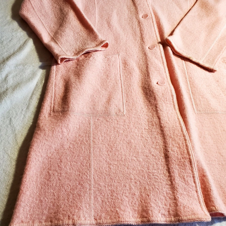 Винтажный Tribeca Studios 100% шерсти куртка женщин миниатюрный средний розовый Y2K длинное пальто - Изображение 4 из 4