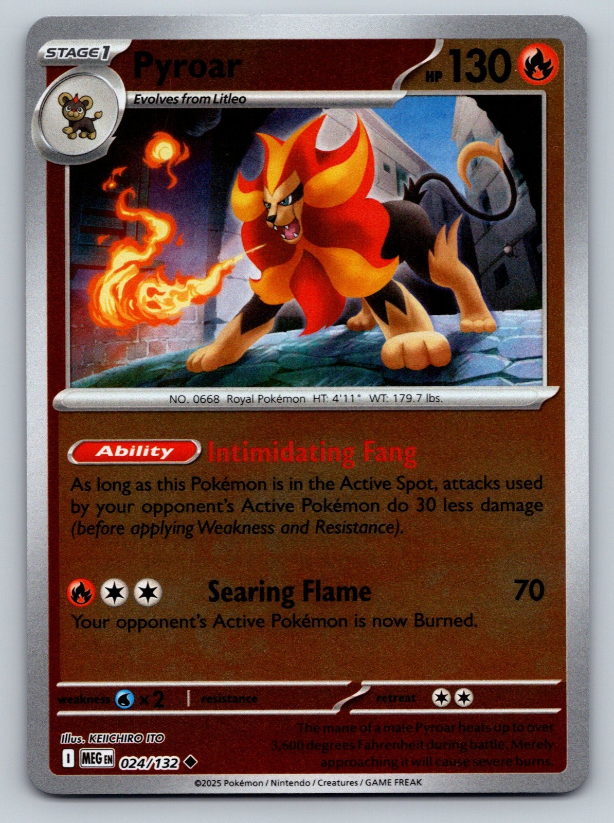 Pyroar Reverse Holo Uncommon ME01: Mega Evolution 024/132 NM