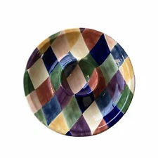 Chip And Dip Plate Hand Painted Diamond Design, Carnival