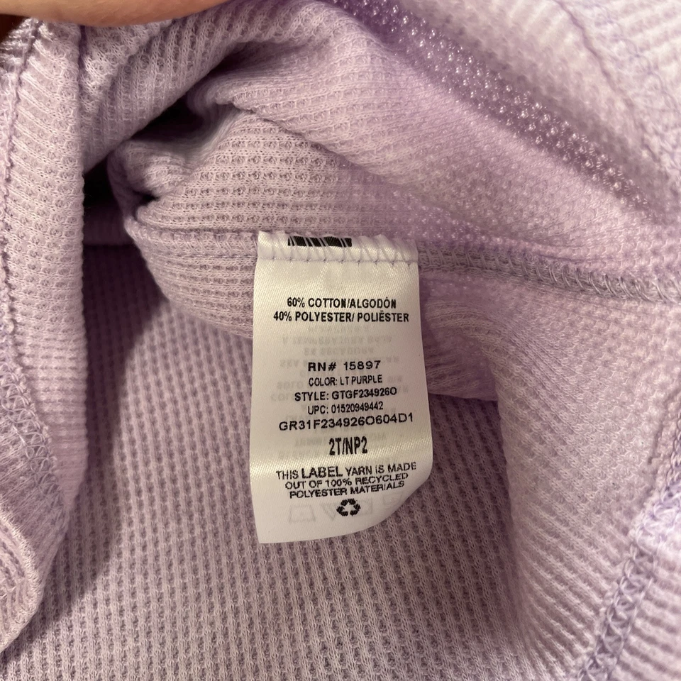 Garanimals Toddler Girls 2 Pc Set 2T Thermal Top Fleece Pants Light Purple - Image 3 of 4