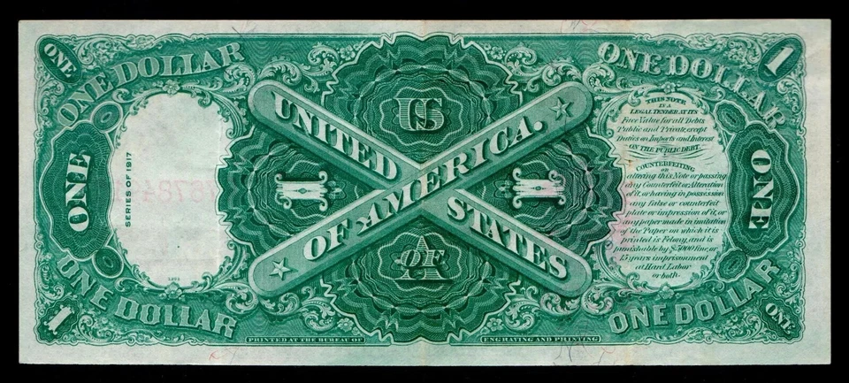 $1 1917 Large Size Legal Tender Note Red Seal Free Shipping (B129) - Image 2 of 2