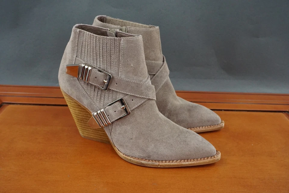 Jeffrey Campbell Texan Zapatos Para Mujer 7.5 Marrón Gamuza Tacón Apilado Botín Foto 3 de 4