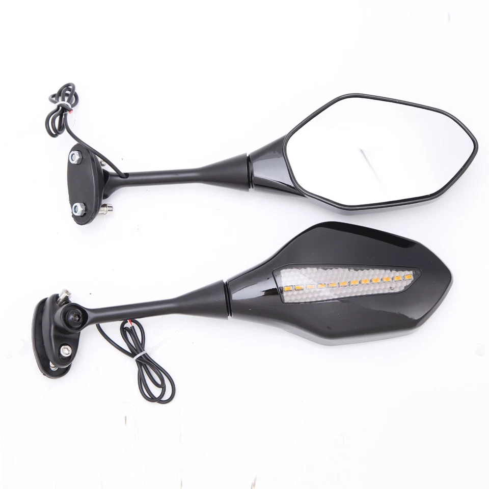Espejos retrovisores laterales LED luz intermitente para Honda CBR1000RR SUZUKI GSXR600 Foto 3 de 4