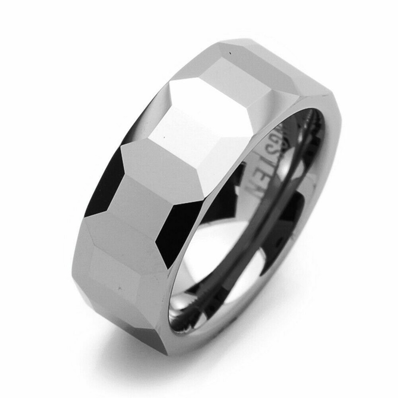 New Fancy Pattern Faceted Tungsten mens comfort fit wedding band 10.7g 8.5