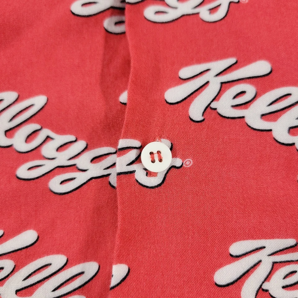 Camisa Kellogg's Botón Hombres Mediana Roja Desayuno Cereal Gráfico AOP Manga Corta Foto 4 de 4