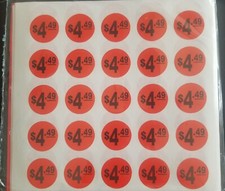 PRICE POINT RETAIL LABELS STICKER 500 Labels 1" Round RED  4.49 Retail Price