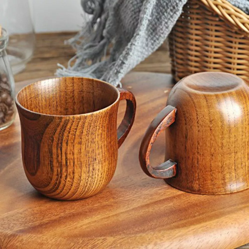 Natural Wooden Cup Coffee Handmade Milk Drinking Natural Water Mugs Cups  Juice