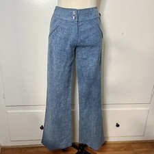 Vintage 90s Christian Dior Blue Linen Flare Trousers