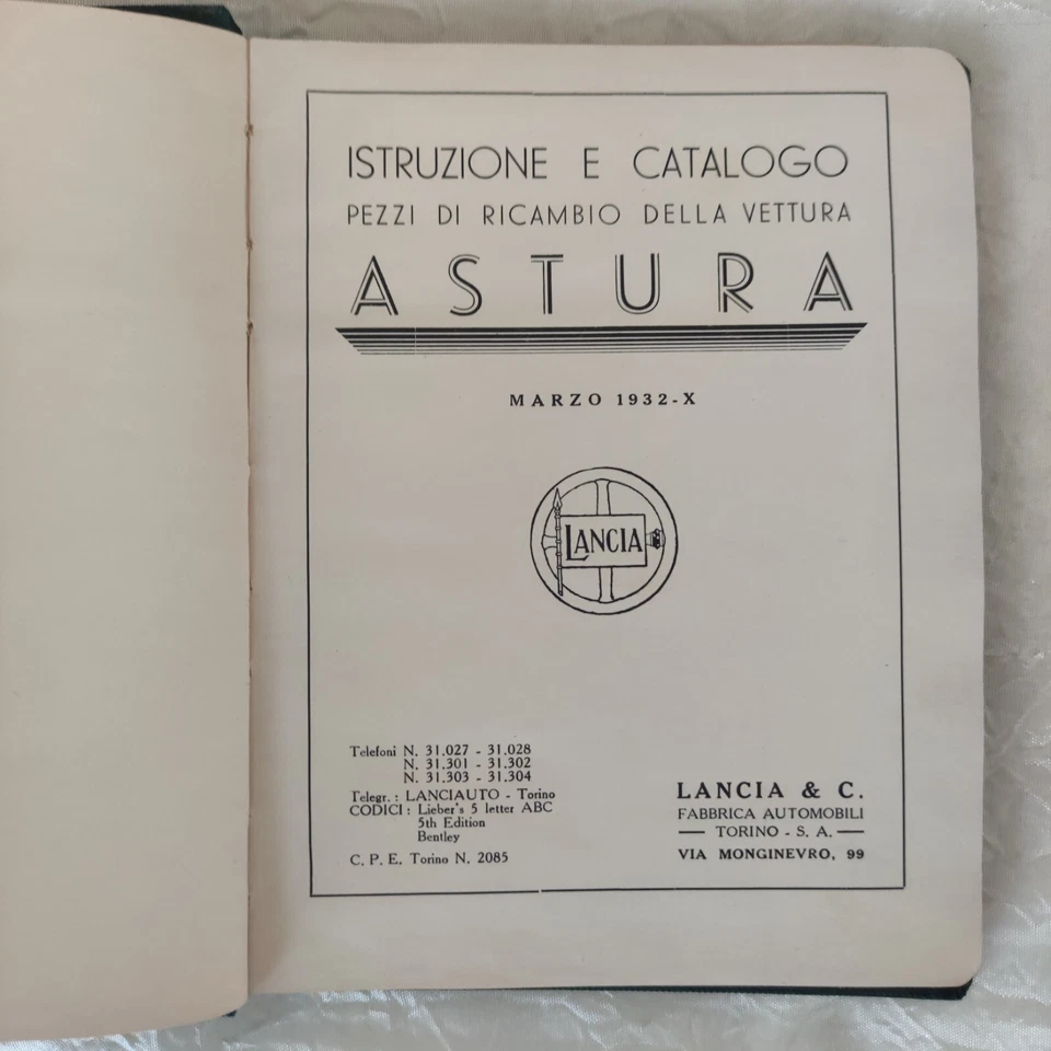LANCIA  ASTURA ISTRUZIONI E  CATALOGO PEZZI DI RICAMBIO - Immagine 2 di 4