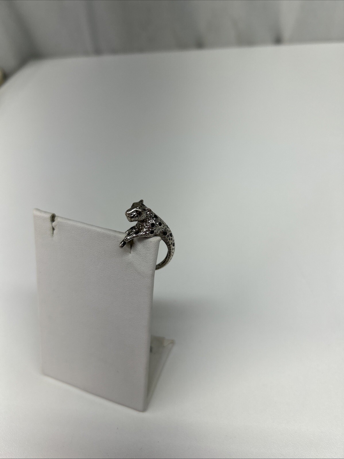 .925 Sterling Silver Leopard Wrap Ring Rhinestone… - image 4