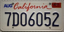 California Nummernschild USA Kennzeichen Schild 2011 Kalifornien License Plate