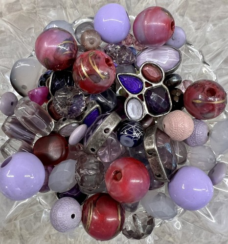 Vintage to Now Purple Lampwork Lucite Crystal Bead Soup Jewelry Craft