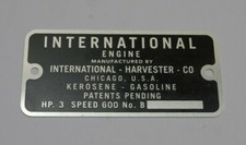 International IH M 3 HP Name Tag Plate Ignitor Gas Engine Motor  