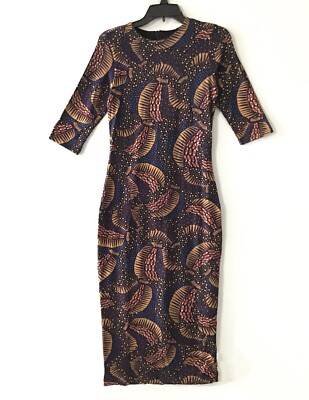 FARM Rio Black Wild Bananas Jersey Midi Dress Half Sleeve Fitted NWT Small | eBay FARM Rio Black Wild Bananas Jersey Midi Dress Half Sleeve Fitted NWT Small | eBay