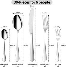 Bettlife, Set Di Posate Per 6 Persone, Set Da 30 Pezzi, Coltello Forchetta, Cucchiaio Per 6, Lavabile In Lavastoviglie