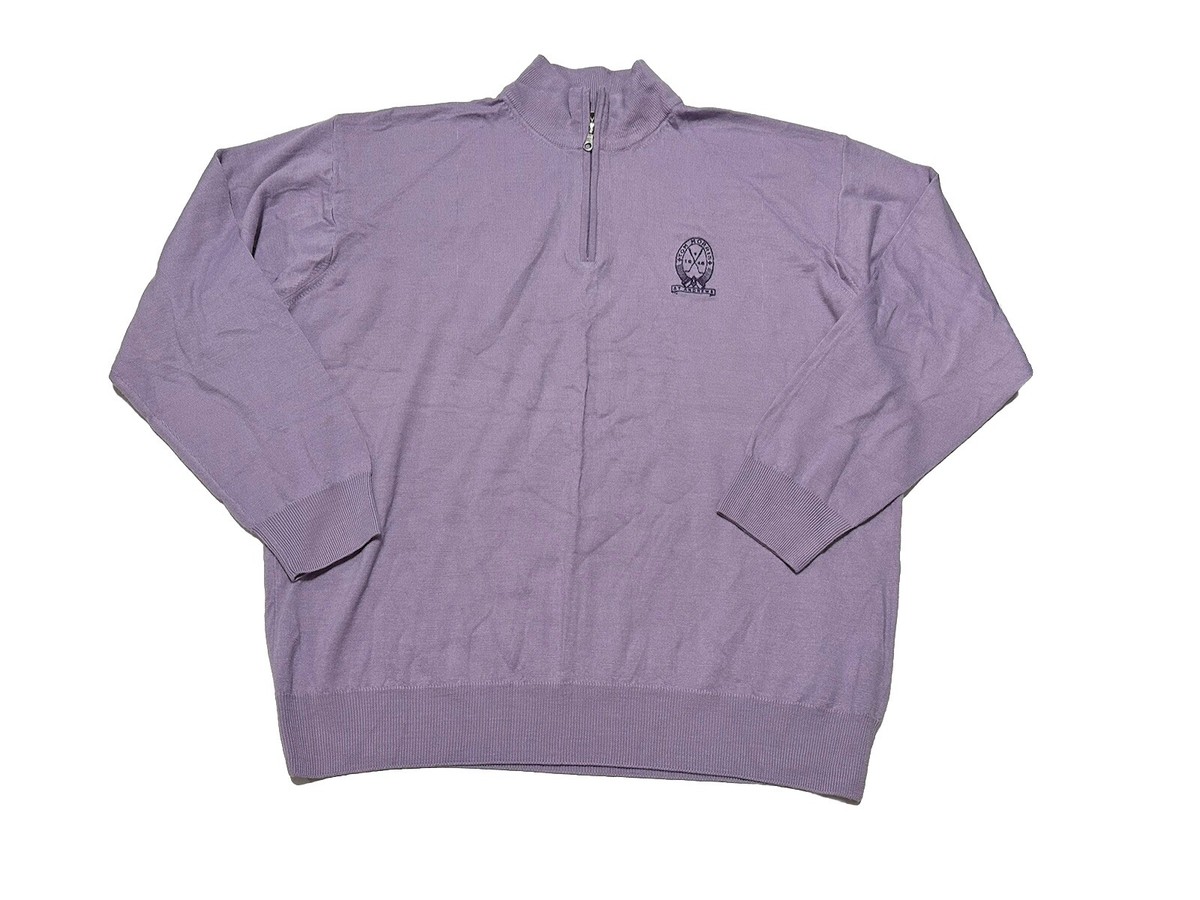 Tom Morris St. Andrews Wool Blend Purple Pullover Quarter Zip Golf
