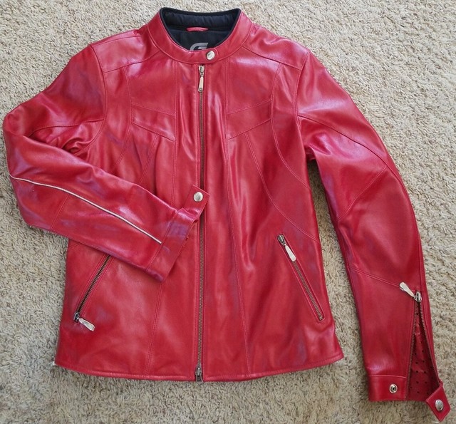 Hein Gericke Womens Leather La Jolla Motorcycle Jacket Red Size 8 eBay