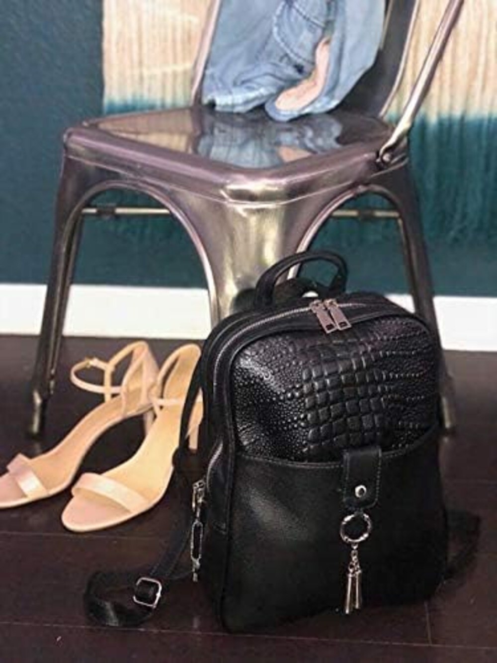 Black Cowhide CONCEALMENT Leather Backpack