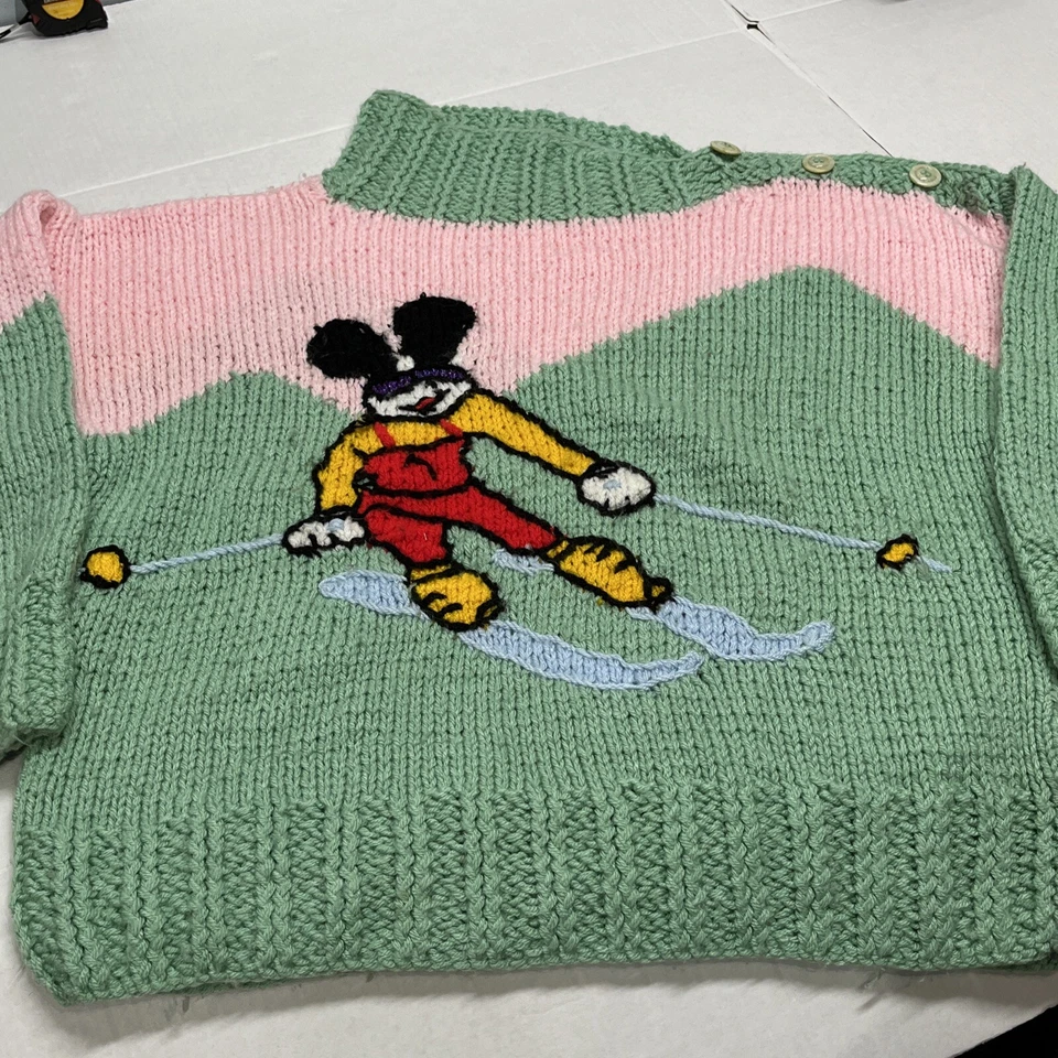 Vtg Michel Bachoz Colette Nivelle Paris Sweater Handmade Disney Mickey Mouse - Image 4 of 4