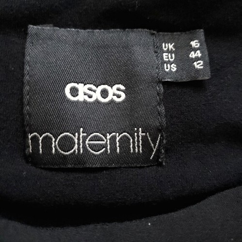 NWOT Asos Maternity Black Chiffon & Jersey Knit One-Sleeve Dress- Size 12 - Picture 6 of 7