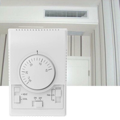 blanco. Termostato de ambiente Controlador de temperatura mecánico de ambiente Interruptor de termostato con 2 tornillos para aire acondicionado central Nuevo 220 V 0.276 * 0.276 * 0.125 pulgadas
