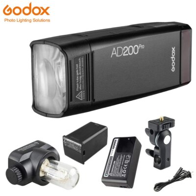 Kit De Flash Godox AD200 (2 Cabezales) + Disparador XPro-C Para Canon - TTL, HSS, 2.4GHz, 60m De Guía
