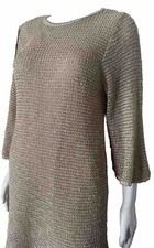 Knit Gold Metallic Bell Sleeve Sweater Dress Size Small