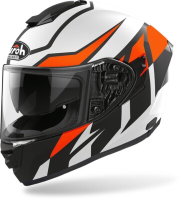 AIROH ST.501 FROST ORANGE FIBRE FULL FACE MOTORCYCLE HELMET MA SIZE XL DOUBLE VISOR