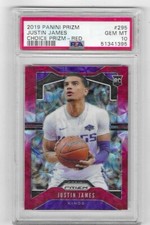 2019-20 PANINI-PRIZM JUSTIN JAMES CHOICE PRIZM-RED  /88 RC #295 PSA GEM MINT 10