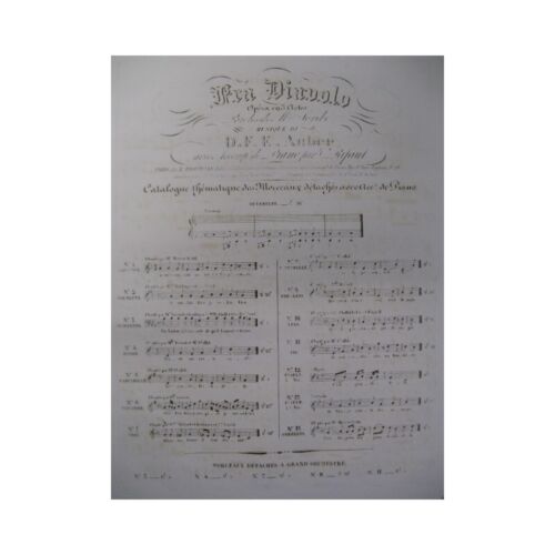 AUBER D. F. E. Fra Diavolo No 8 Chant Piano 1830 - Afbeelding 1 van 3
