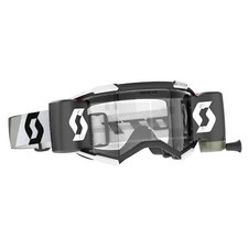 SCOTT Fury WFS Motocross Brille Goggle Premium Schwarz Weiß Klar Works Roll Off