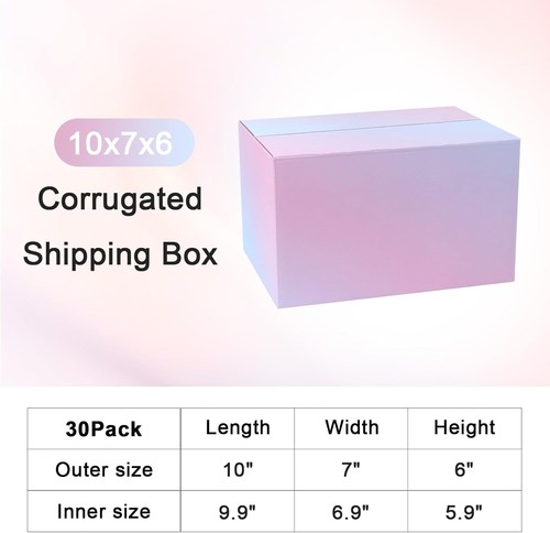 Versátil paquete de 30 cajas de envío coloridas de 10x7x6 pulgadas para comercio electrónico - Imagen 4 de 8