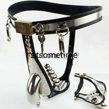 Stainless Steel Male Chastity Belt T Type Cage Pants Chastity Device Rings