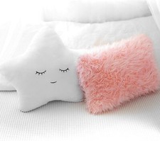 Set of 2 decorative pillows for toddler room.White embroidered and plush pillows