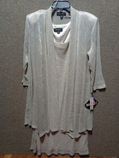 NWT R M Richards 2 Piece Light Shimmery Gold Women's 12 Formal Dress W Cardigan