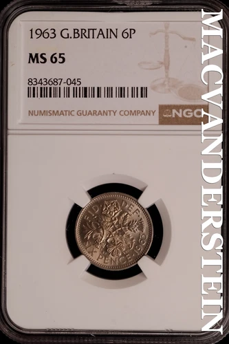 Great Britian:1963 Six Pence-NGC MS 65 Brilliant Uncirculated #SLG188