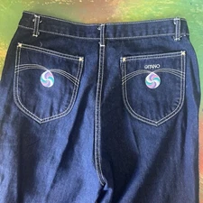 Vintage Gitano 2 Mom Jeans Size 18 Dark Wash Embroidered EUC 80s Long Denim