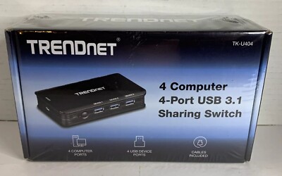 TRENDnet TK-U404  4 Computer 4-Port USB 3.1 Sharing Switch. Factory Sealed, New