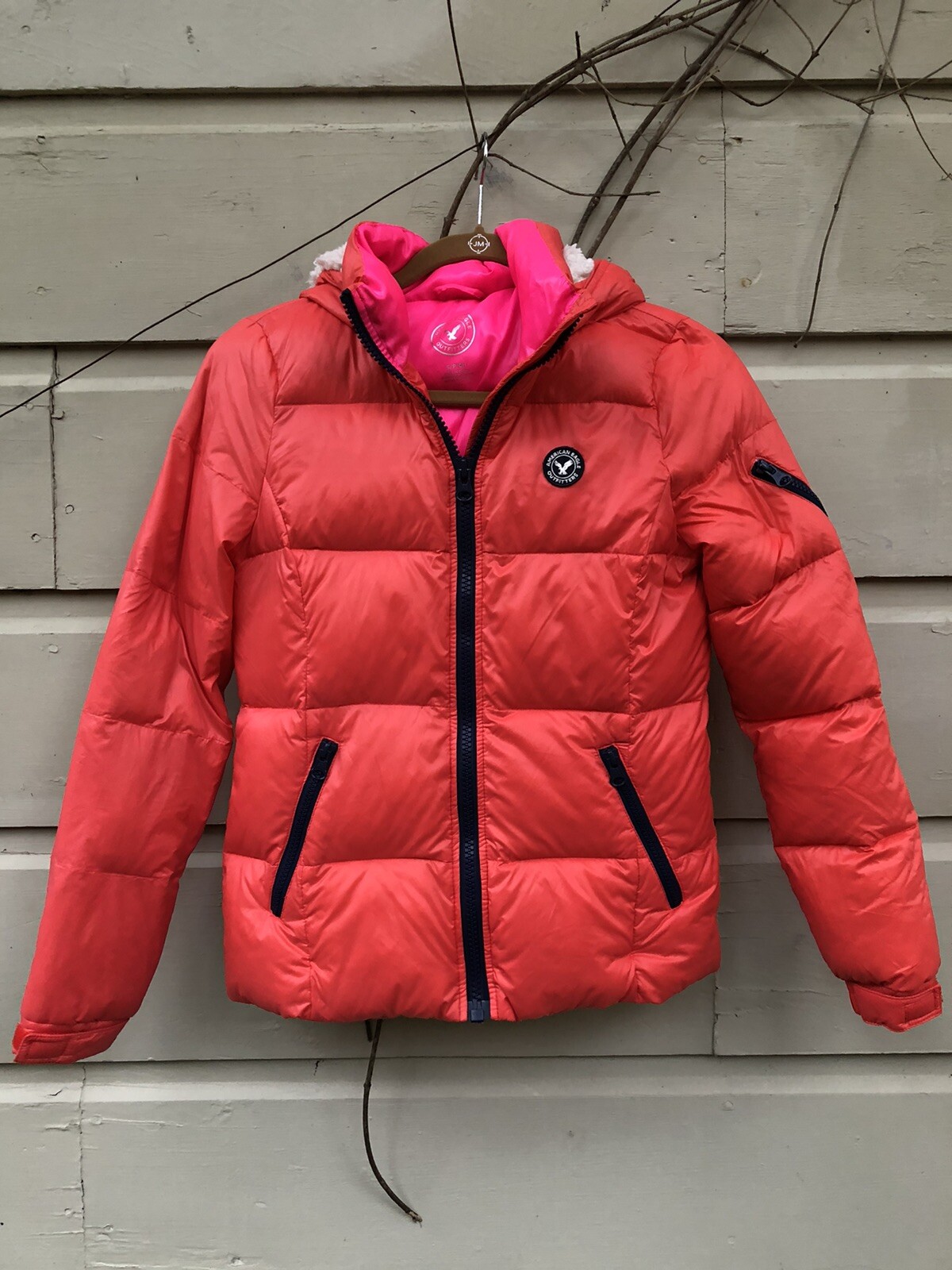 pink down jacket