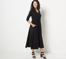 Attitudes by Renee Como Jersey 3/4 Dress Black XS New