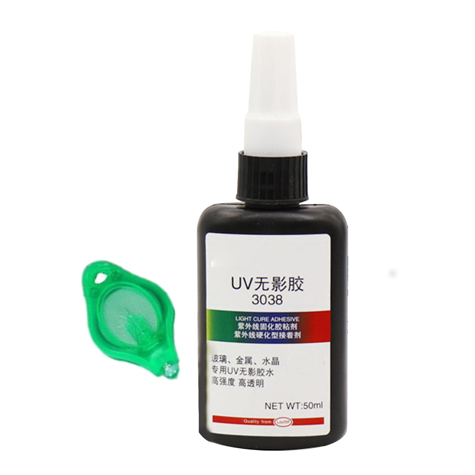 2X 50ml Transparent UV Glue Curing Adhesive W/ UV Light for Crystal