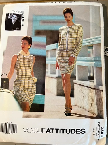 VTG Pattern VOGUE attitudes #2899 MISSES dress and cardigan-size 6-8-10-uncut