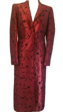 Karen Millen Long Red & Black Satin Evening Coat Sz 10 Uk New Rrp £225 Elegant