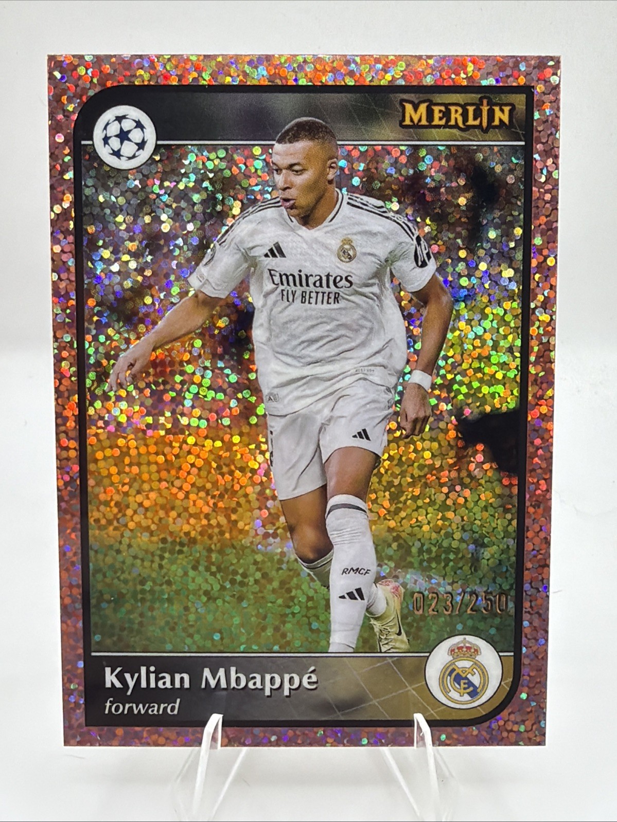 2025 Topps Merlin UEFA Rose Gold Mini Diamond Refractor Kylian Mbappe /250 #9