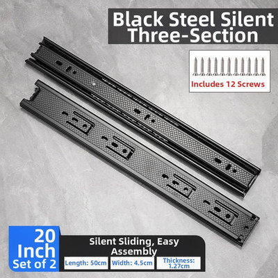 Drawer Slide Rails Three-section Design Extended And Thickened Smooth Movement